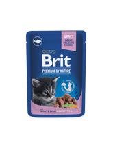 Brit Premium Aliment Humide Chat Chunks with White Fish in Gravy for Kittens 100 G
